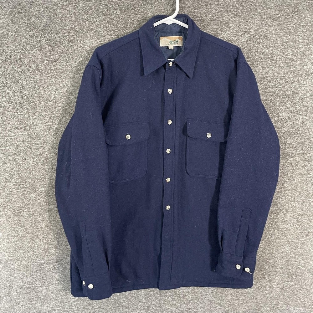 Vintage Squaw Valley Sportswear Jacket Mens Medium Blue Wool Quilted Flannel